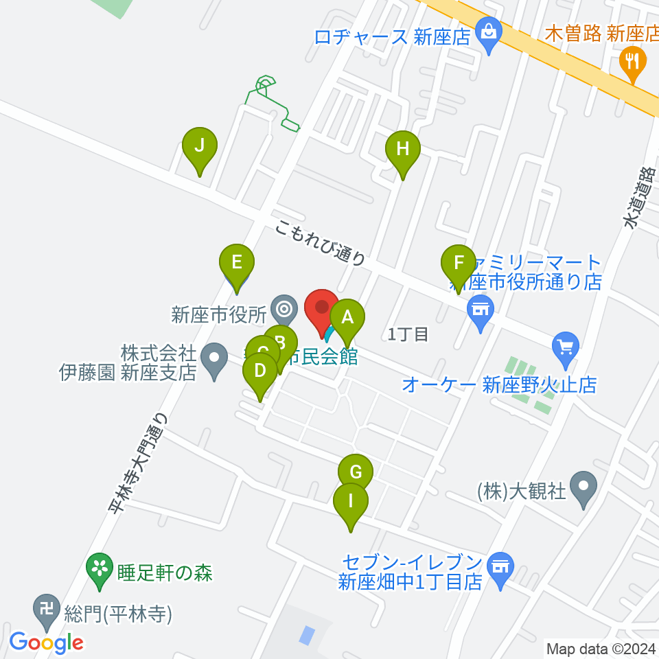 新座市民会館周辺の駐車場・コインパーキング一覧地図