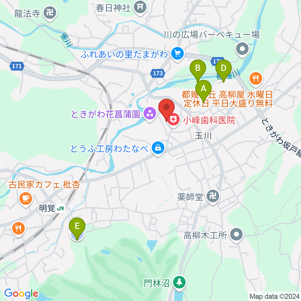 ときがわ町文化センター アスピアたまがわ周辺の駐車場・コインパーキング一覧地図