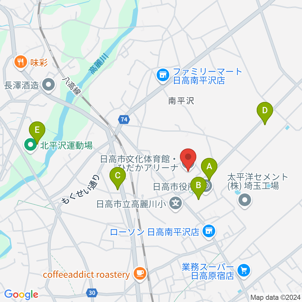 日高市文化体育館 ひだかアリーナ周辺の駐車場・コインパーキング一覧地図