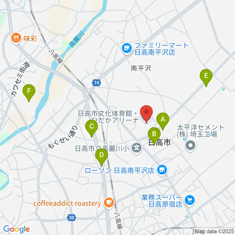 日高市文化体育館 ひだかアリーナ周辺の駐車場・コインパーキング一覧地図