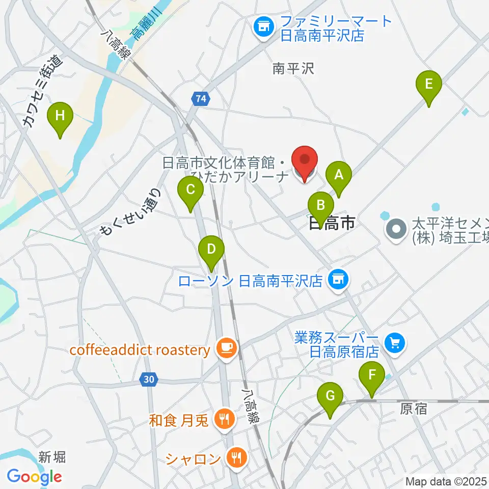 日高市文化体育館 ひだかアリーナ周辺の駐車場・コインパーキング一覧地図