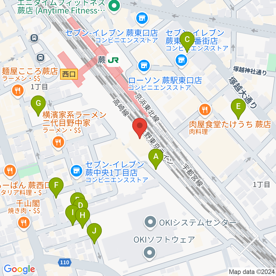 蕨市立文化ホール くるる周辺の駐車場・コインパーキング一覧地図