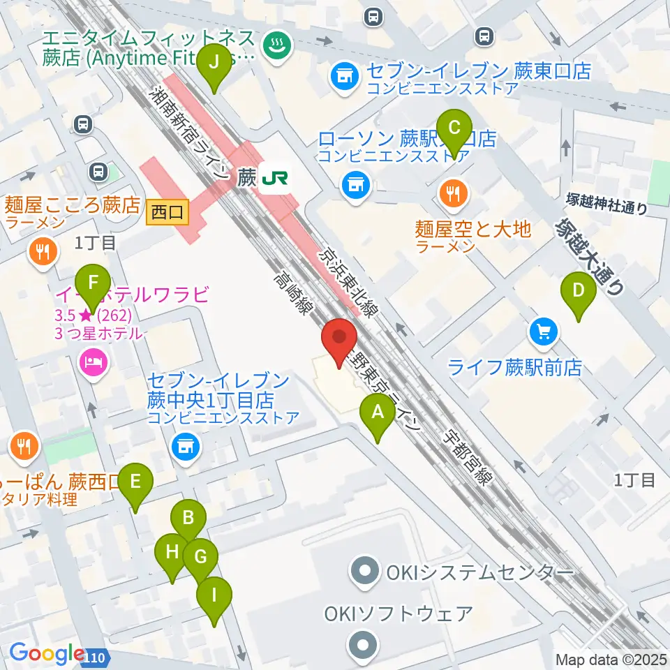 蕨市立文化ホール くるる周辺の駐車場・コインパーキング一覧地図