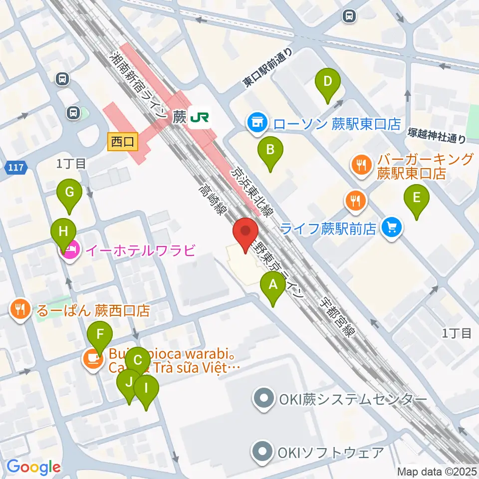 蕨市立文化ホール くるる周辺の駐車場・コインパーキング一覧地図