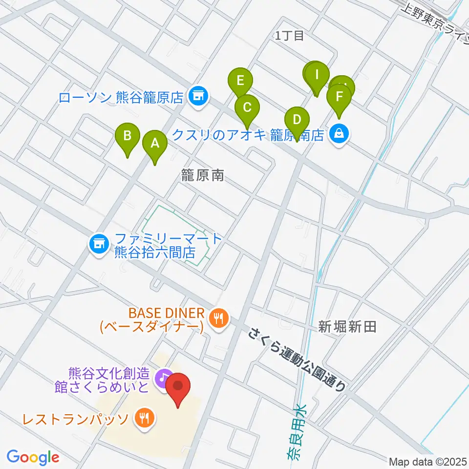 熊谷文化創造館 さくらめいと周辺の駐車場・コインパーキング一覧地図