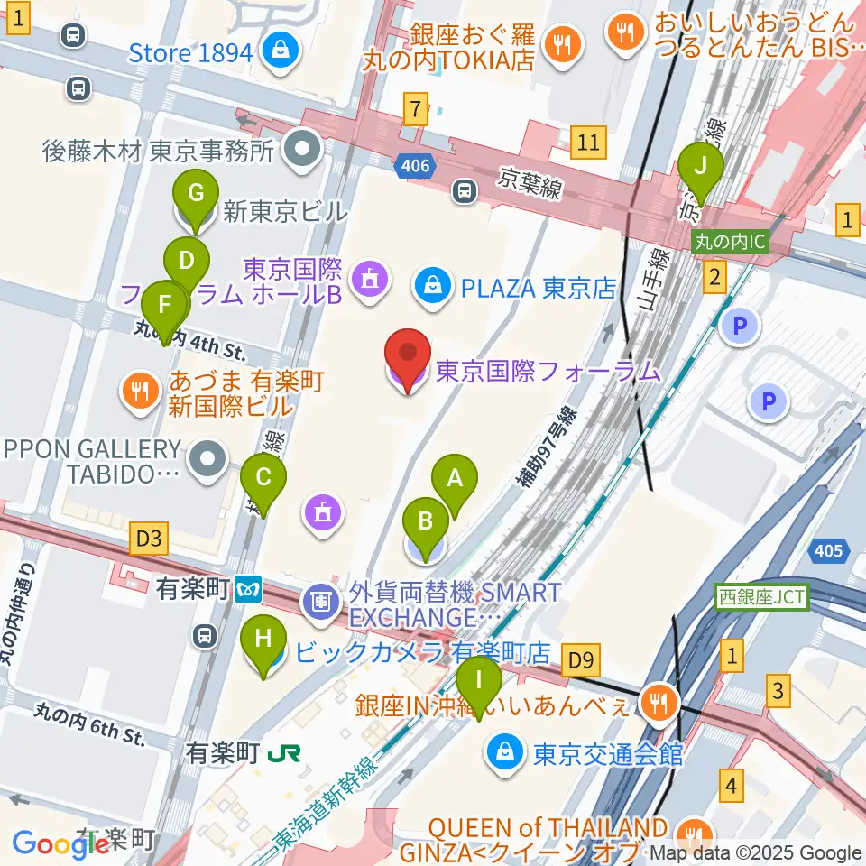 東京国際フォーラム周辺の駐車場・コインパーキング一覧地図