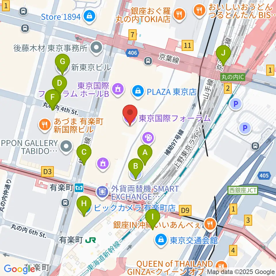 東京国際フォーラム周辺の駐車場・コインパーキング一覧地図