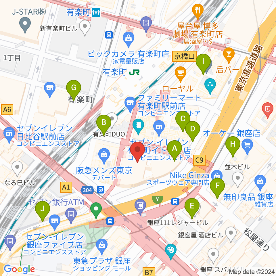 有楽町朝日ホール周辺の駐車場・コインパーキング一覧地図