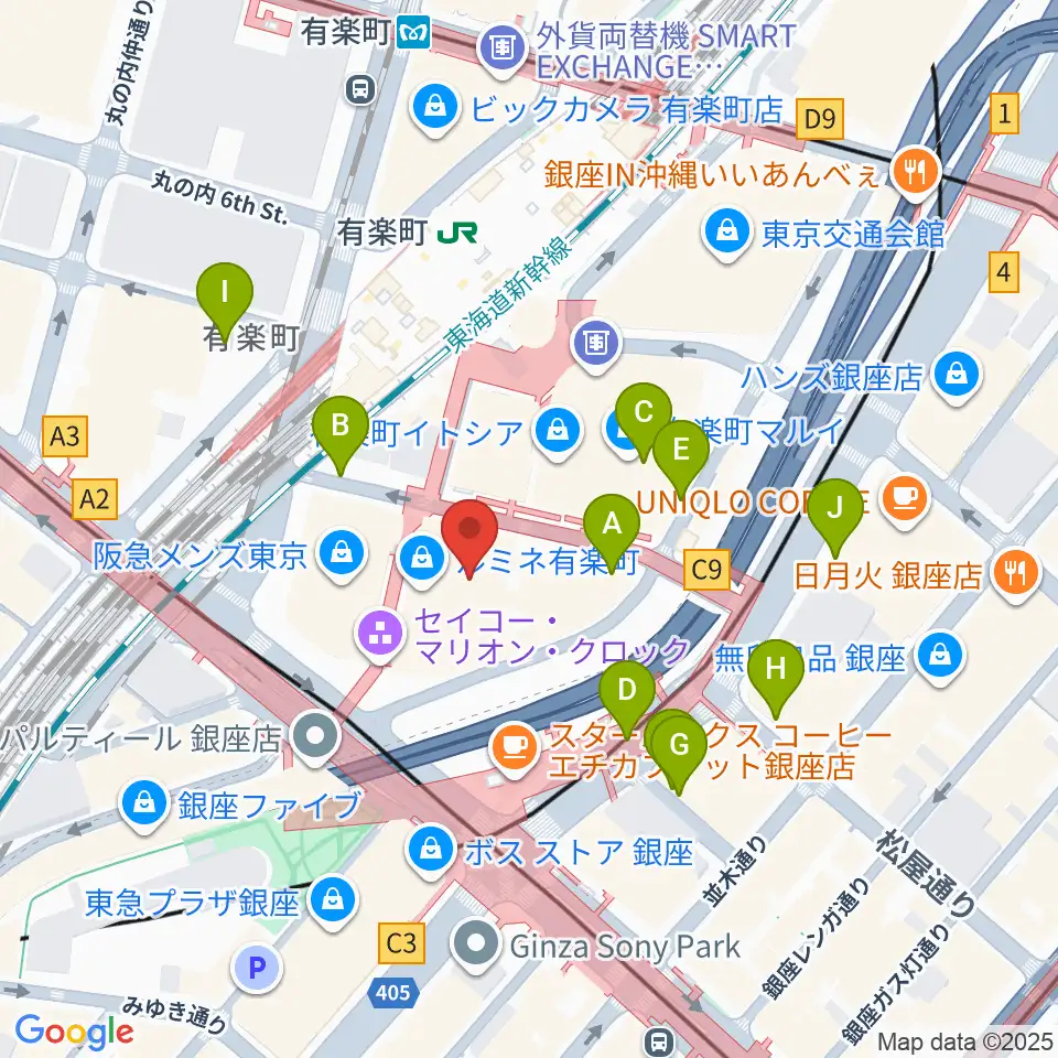 有楽町朝日ホール周辺の駐車場・コインパーキング一覧地図