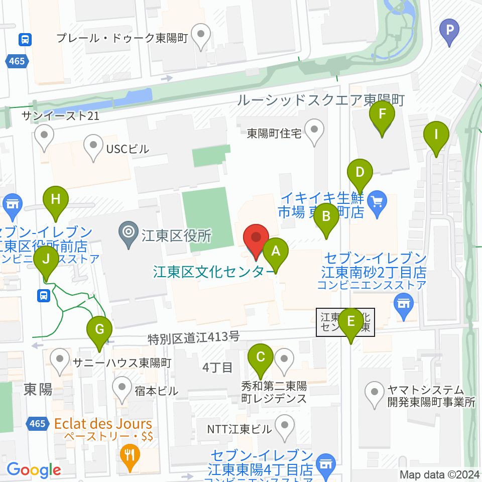 江東区文化センター周辺の駐車場・コインパーキング一覧地図