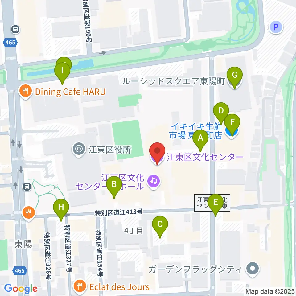 江東区文化センター周辺の駐車場・コインパーキング一覧地図