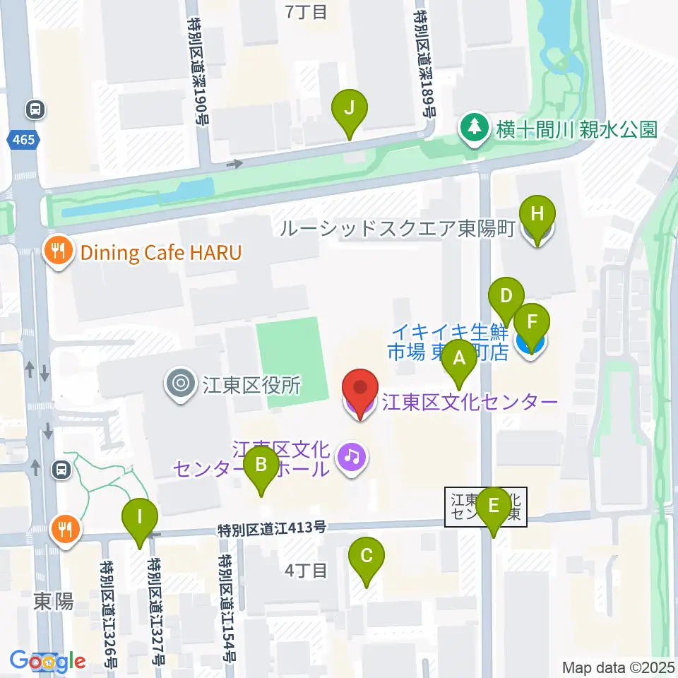 江東区文化センター周辺の駐車場・コインパーキング一覧地図