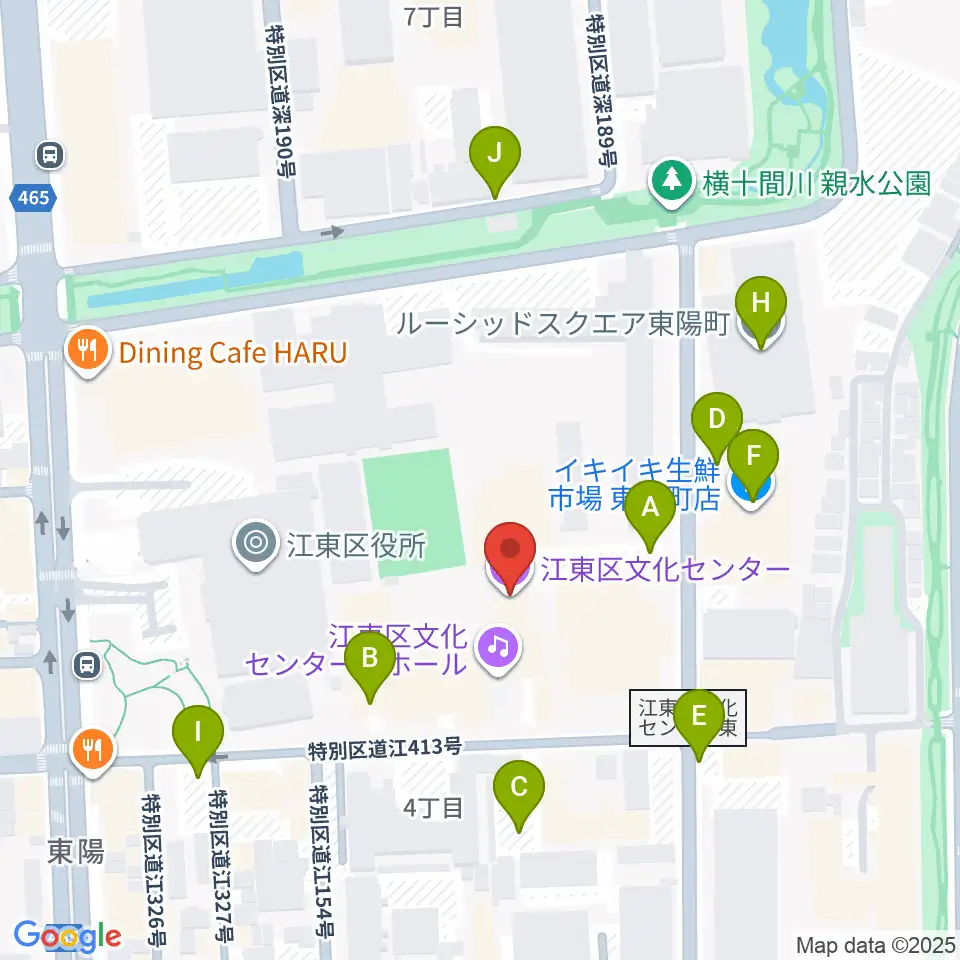 江東区文化センター周辺の駐車場・コインパーキング一覧地図