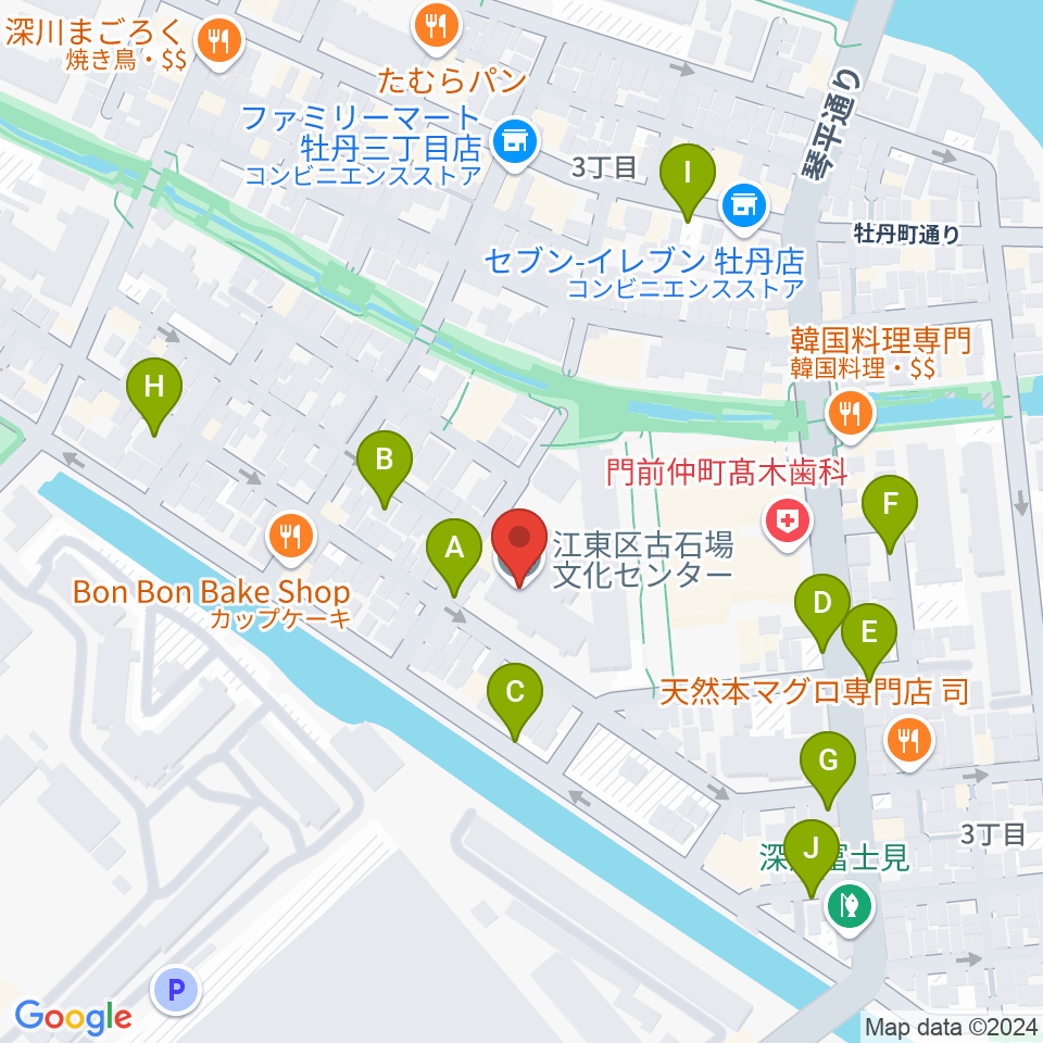 古石場文化センター周辺の駐車場・コインパーキング一覧地図