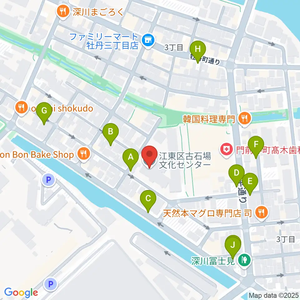 古石場文化センター周辺の駐車場・コインパーキング一覧地図