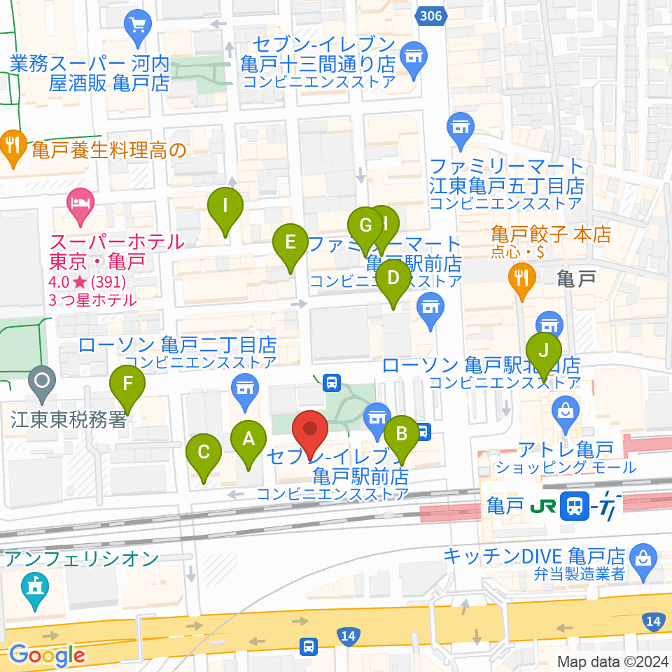 江東区亀戸文化センター周辺の駐車場・コインパーキング一覧地図