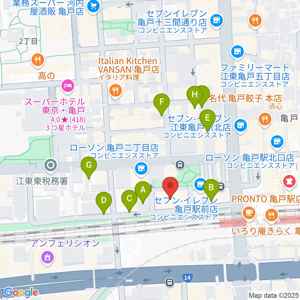 江東区亀戸文化センター周辺の駐車場・コインパーキング一覧地図