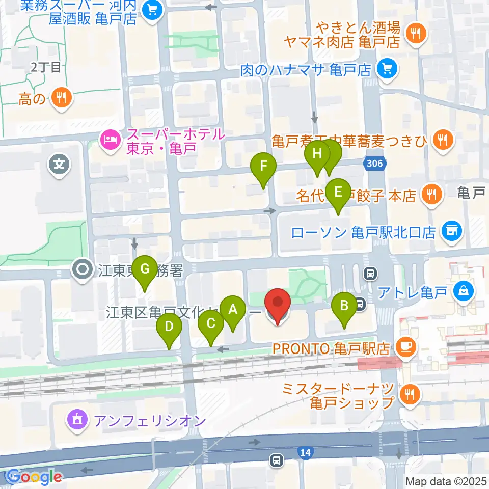 江東区亀戸文化センター周辺の駐車場・コインパーキング一覧地図