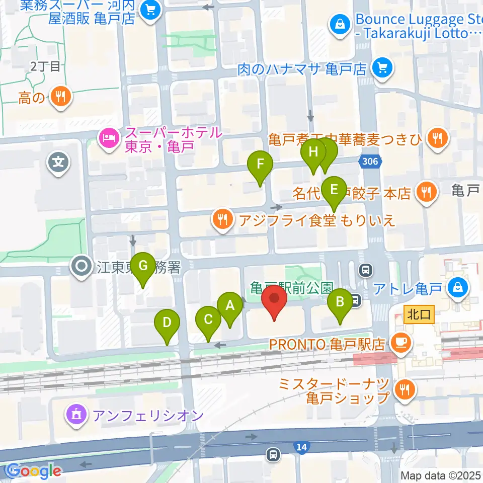 江東区亀戸文化センター周辺の駐車場・コインパーキング一覧地図