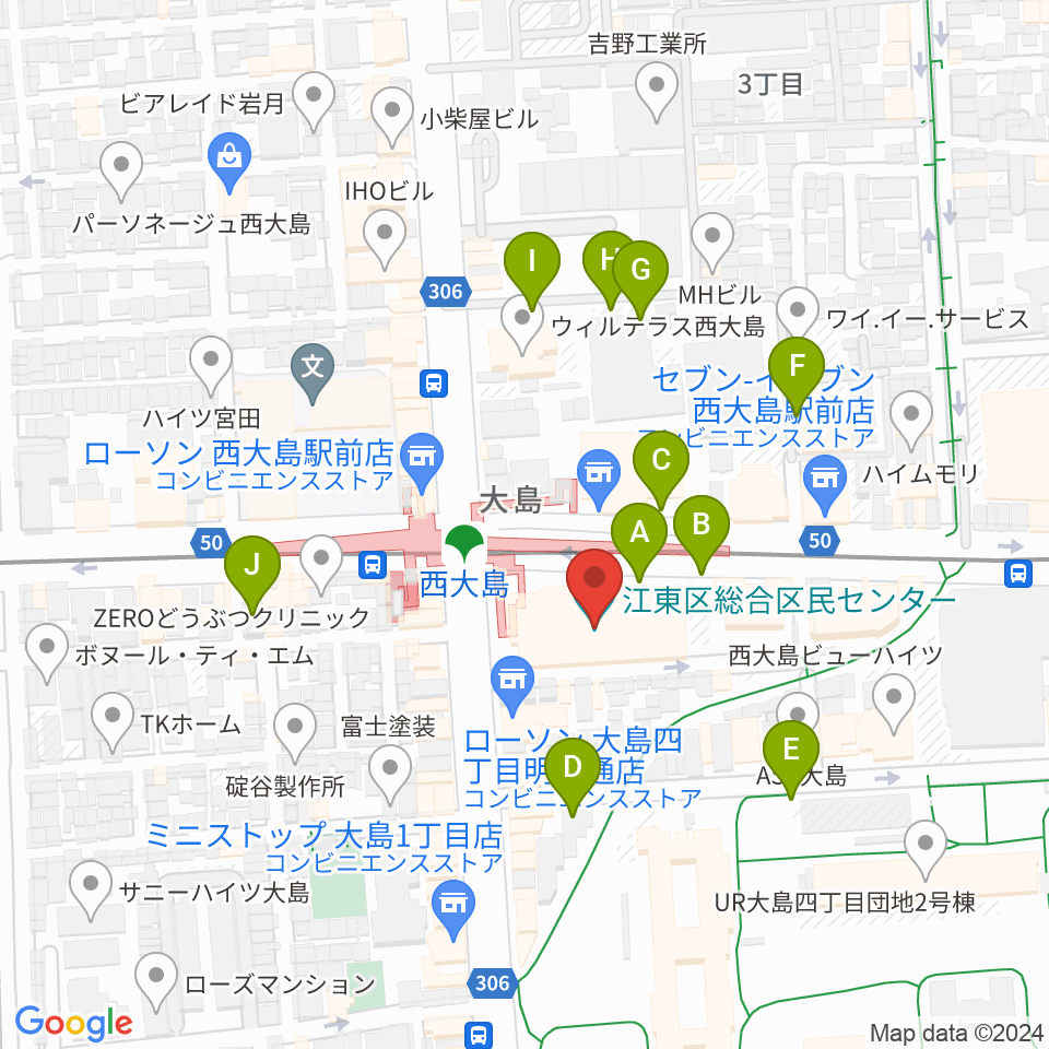 江東区総合区民センター周辺の駐車場・コインパーキング一覧地図