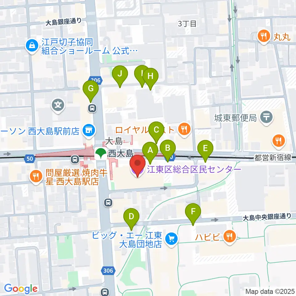江東区総合区民センター周辺の駐車場・コインパーキング一覧地図