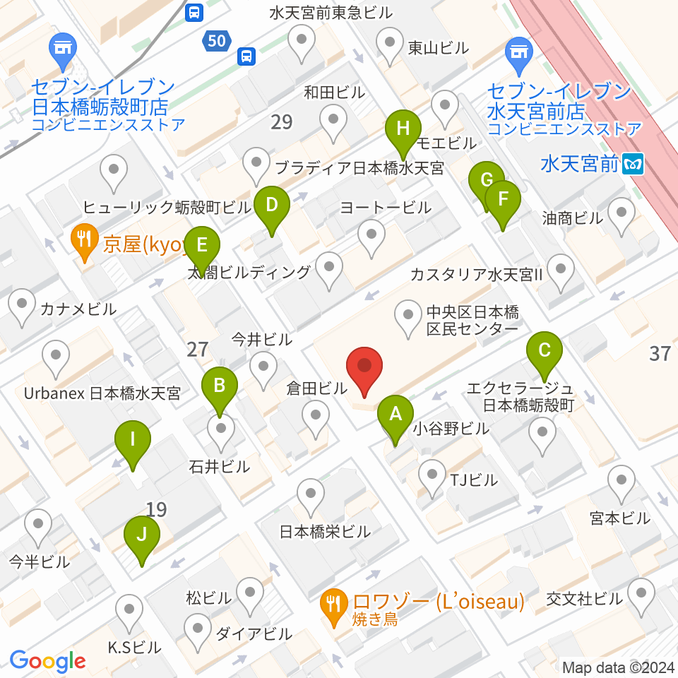 日本橋公会堂周辺の駐車場・コインパーキング一覧地図