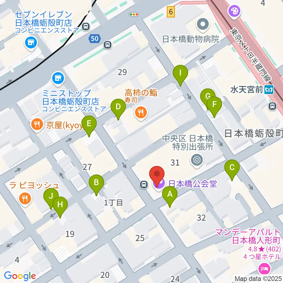 日本橋公会堂周辺の駐車場・コインパーキング一覧地図