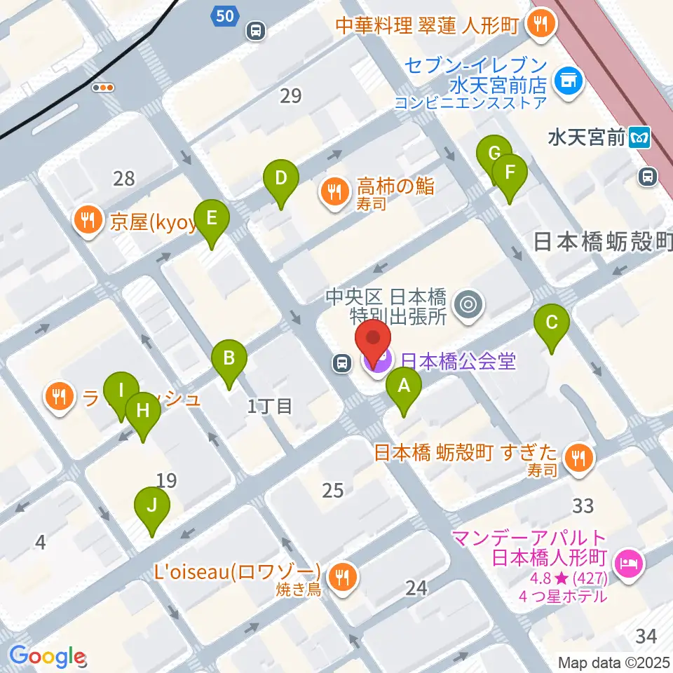 日本橋公会堂周辺の駐車場・コインパーキング一覧地図