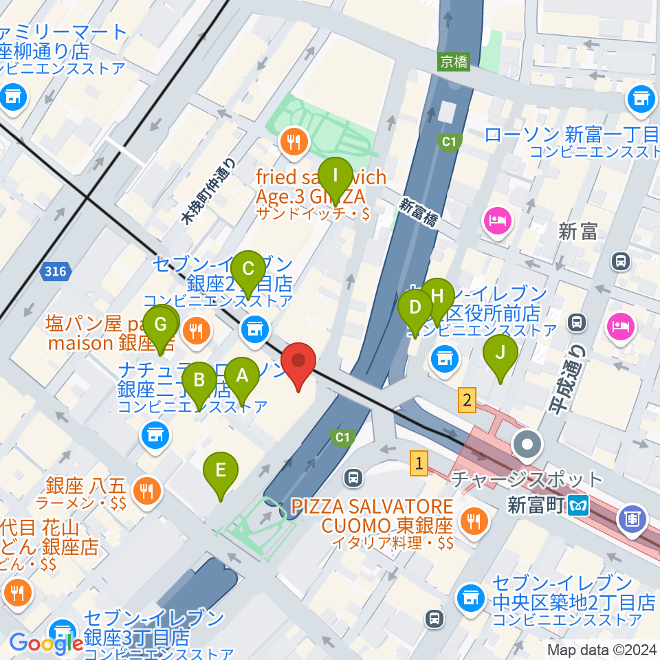 銀座ブロッサム 中央会館周辺の駐車場・コインパーキング一覧地図