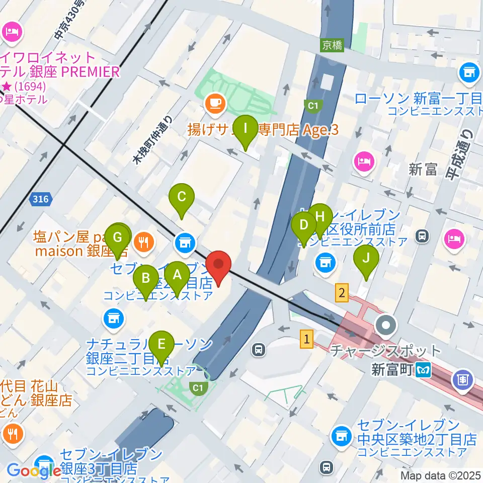 銀座ブロッサム 中央会館周辺の駐車場・コインパーキング一覧地図