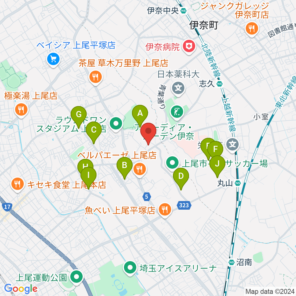 イコス上尾周辺の駐車場・コインパーキング一覧地図