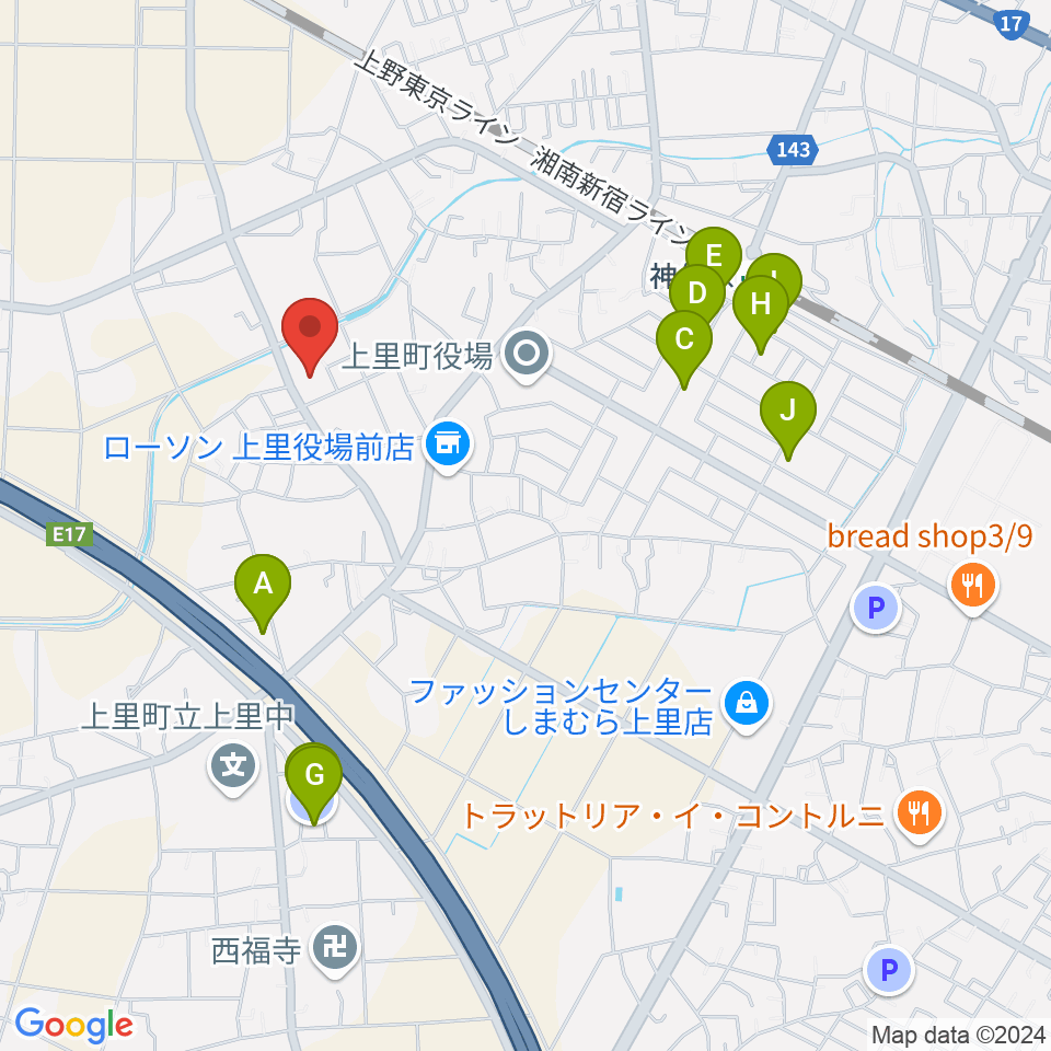 上里町総合文化センター ワープ上里周辺の駐車場・コインパーキング一覧地図