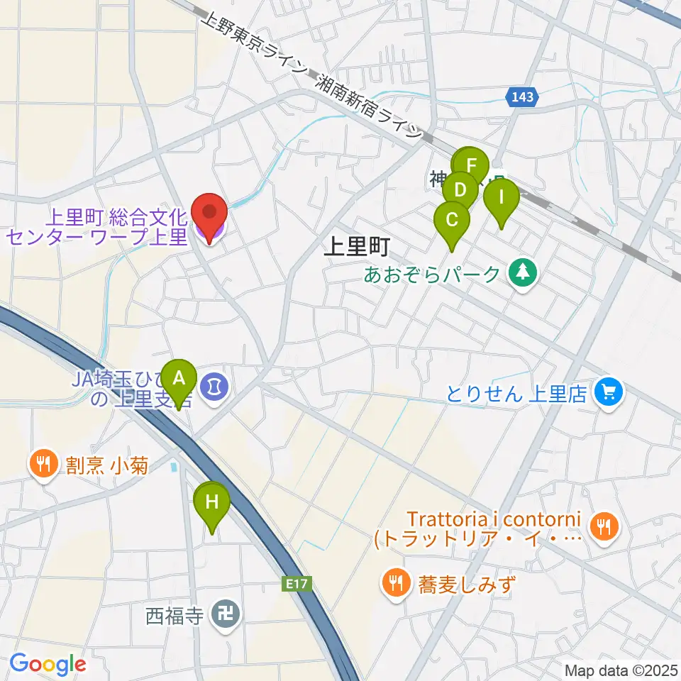 上里町総合文化センター ワープ上里周辺の駐車場・コインパーキング一覧地図
