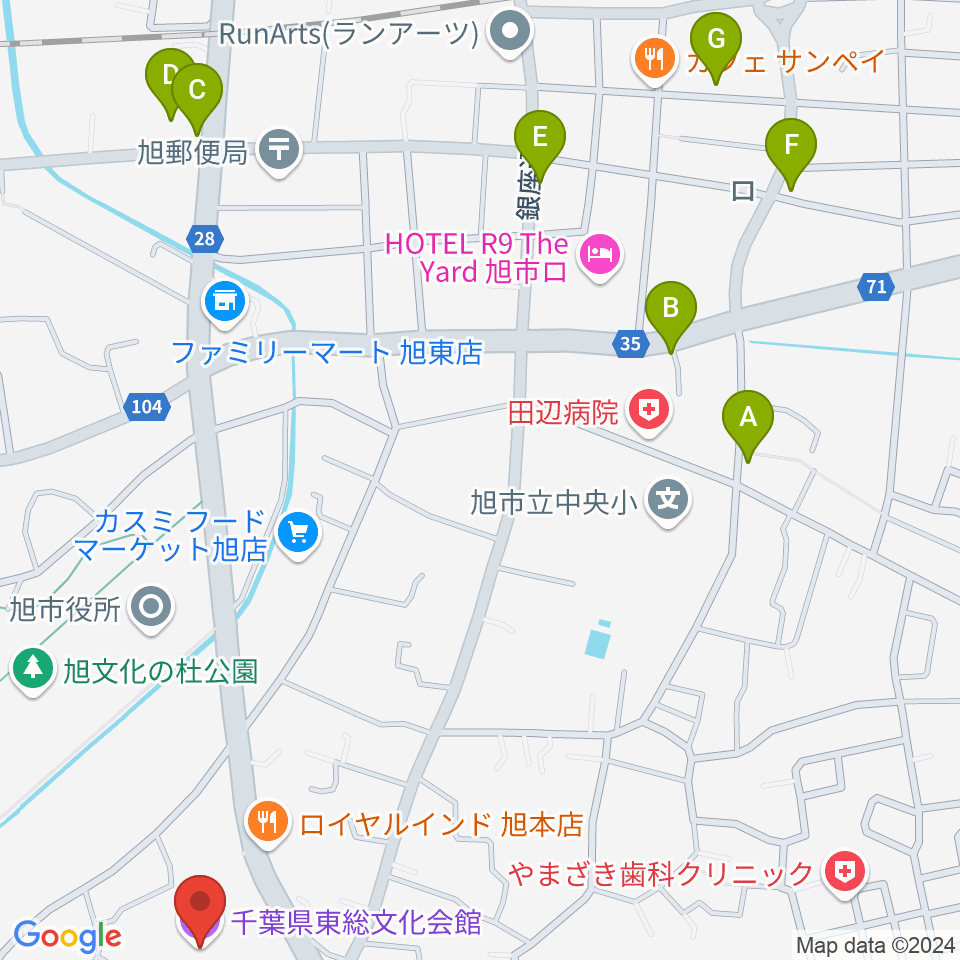 千葉県東総文化会館周辺の駐車場・コインパーキング一覧地図