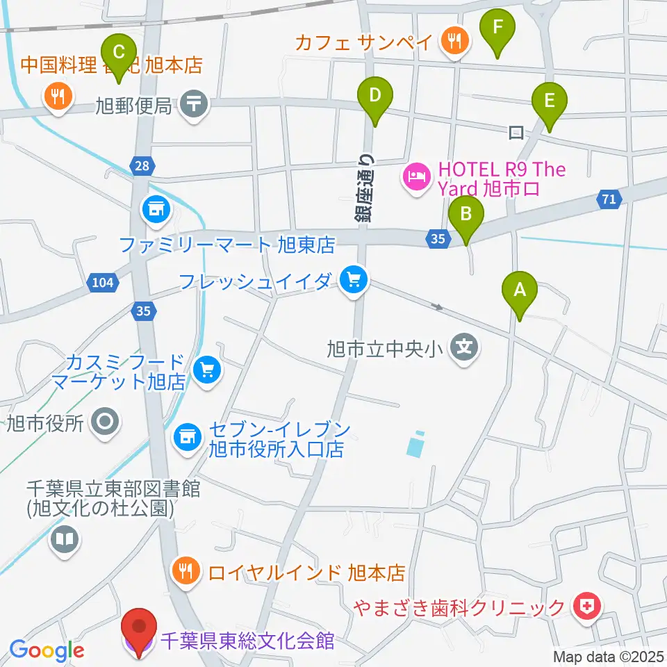 千葉県東総文化会館周辺の駐車場・コインパーキング一覧地図