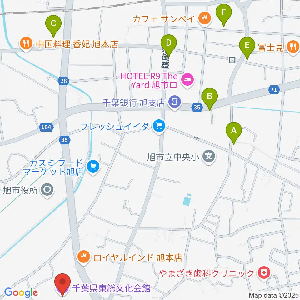 千葉県東総文化会館周辺の駐車場・コインパーキング一覧地図