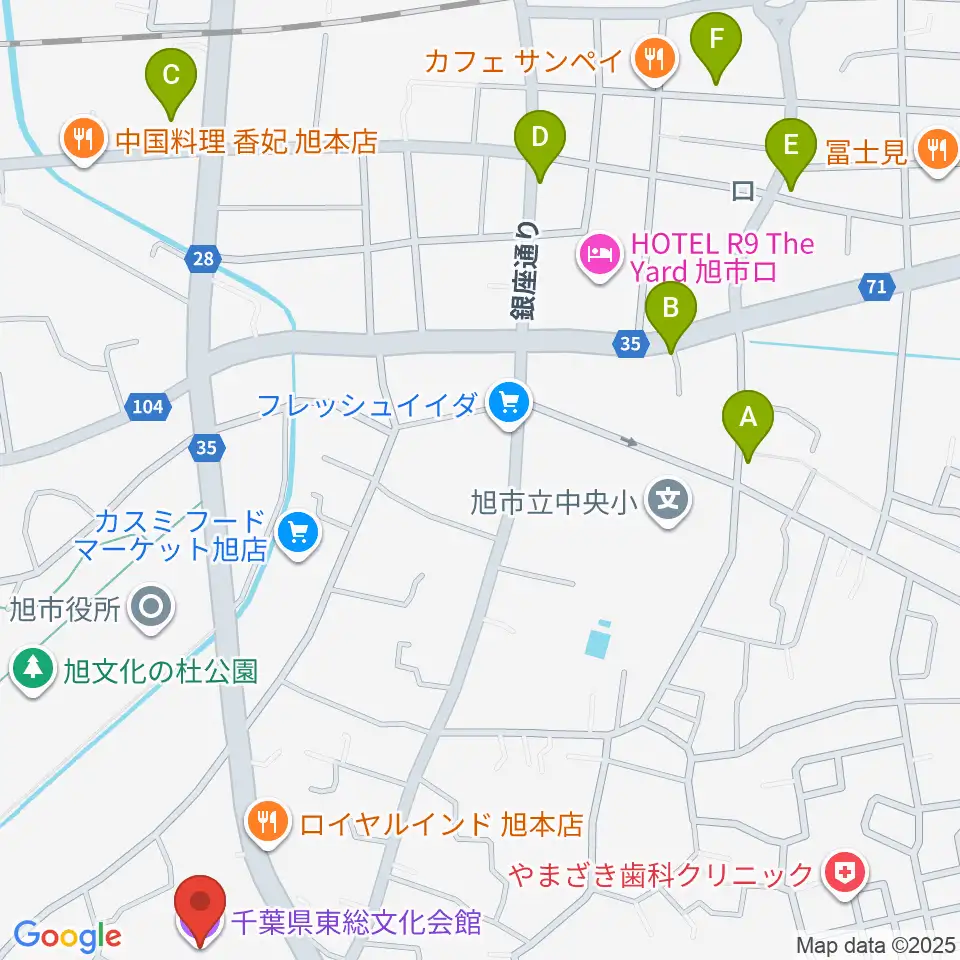 千葉県東総文化会館周辺の駐車場・コインパーキング一覧地図