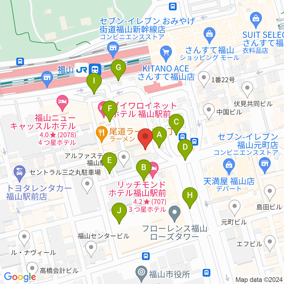 福山Cable周辺の駐車場・コインパーキング一覧地図