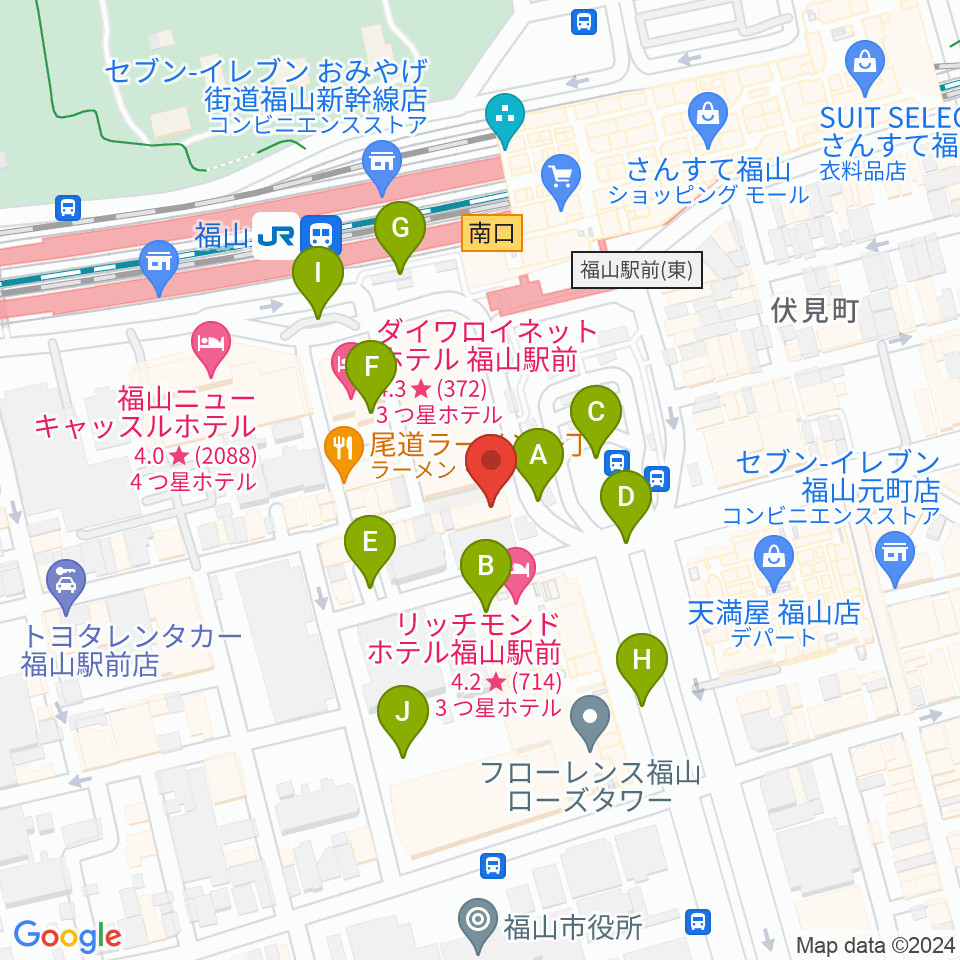 福山Cable周辺の駐車場・コインパーキング一覧地図