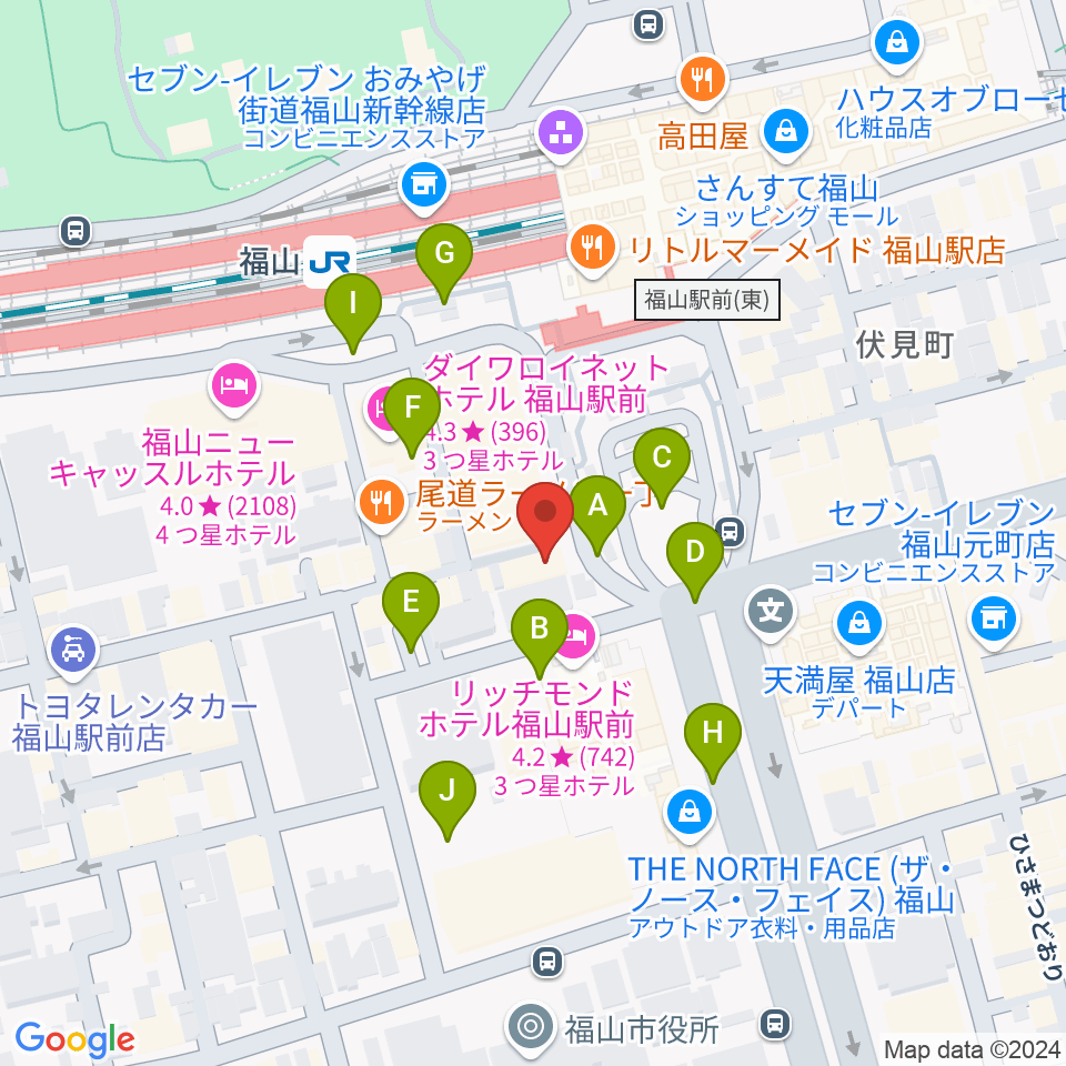 福山Cable周辺の駐車場・コインパーキング一覧地図