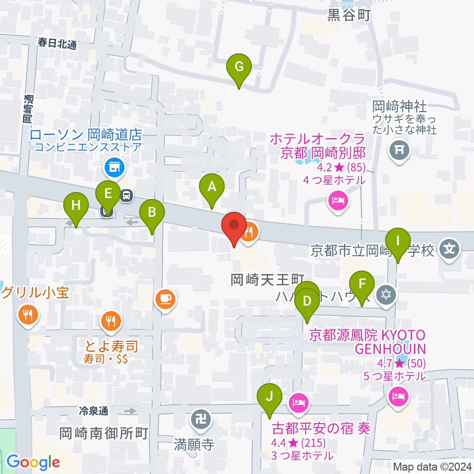 京都岡崎ナムホール周辺の駐車場・コインパーキング一覧地図