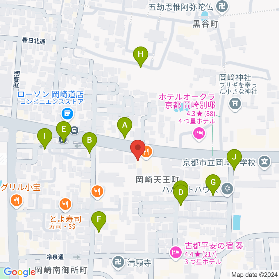 京都岡崎ナムホール周辺の駐車場・コインパーキング一覧地図