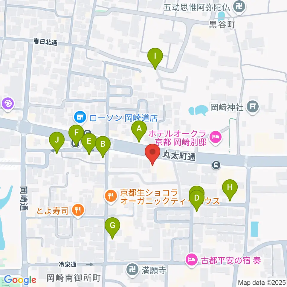 京都岡崎ナムホール周辺の駐車場・コインパーキング一覧地図