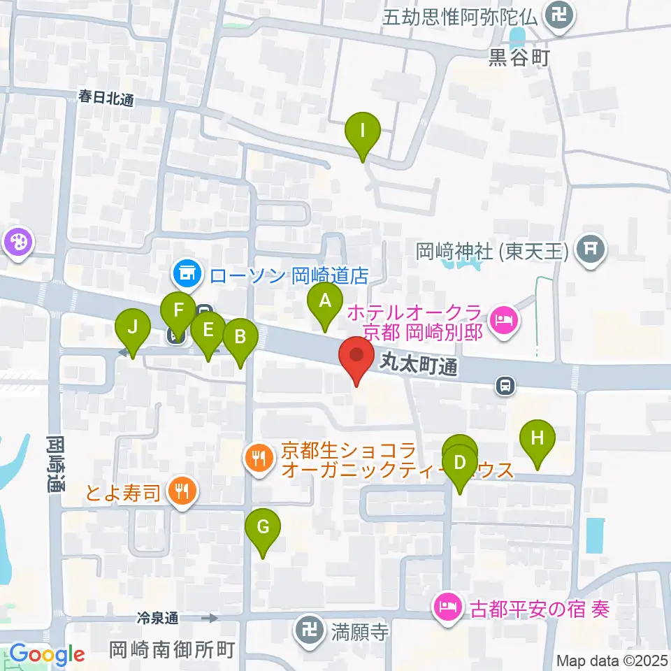 京都岡崎ナムホール周辺の駐車場・コインパーキング一覧地図