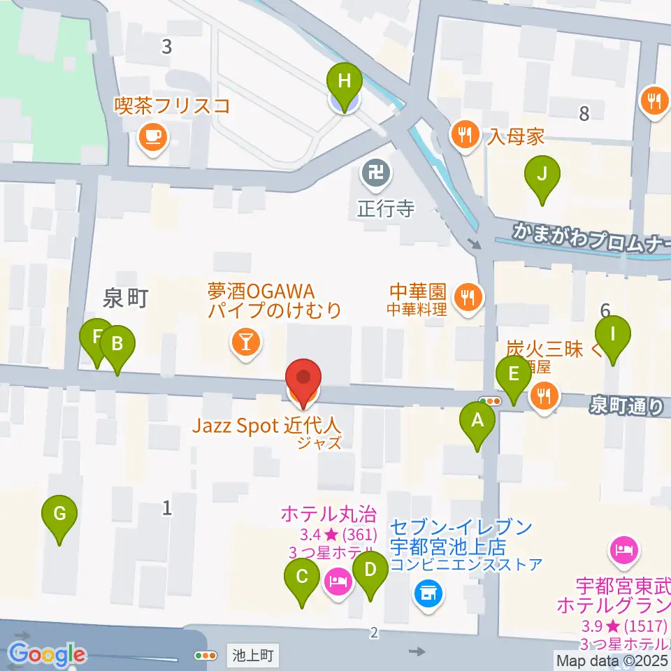 Jazz Spot 近代人周辺の駐車場・コインパーキング一覧地図