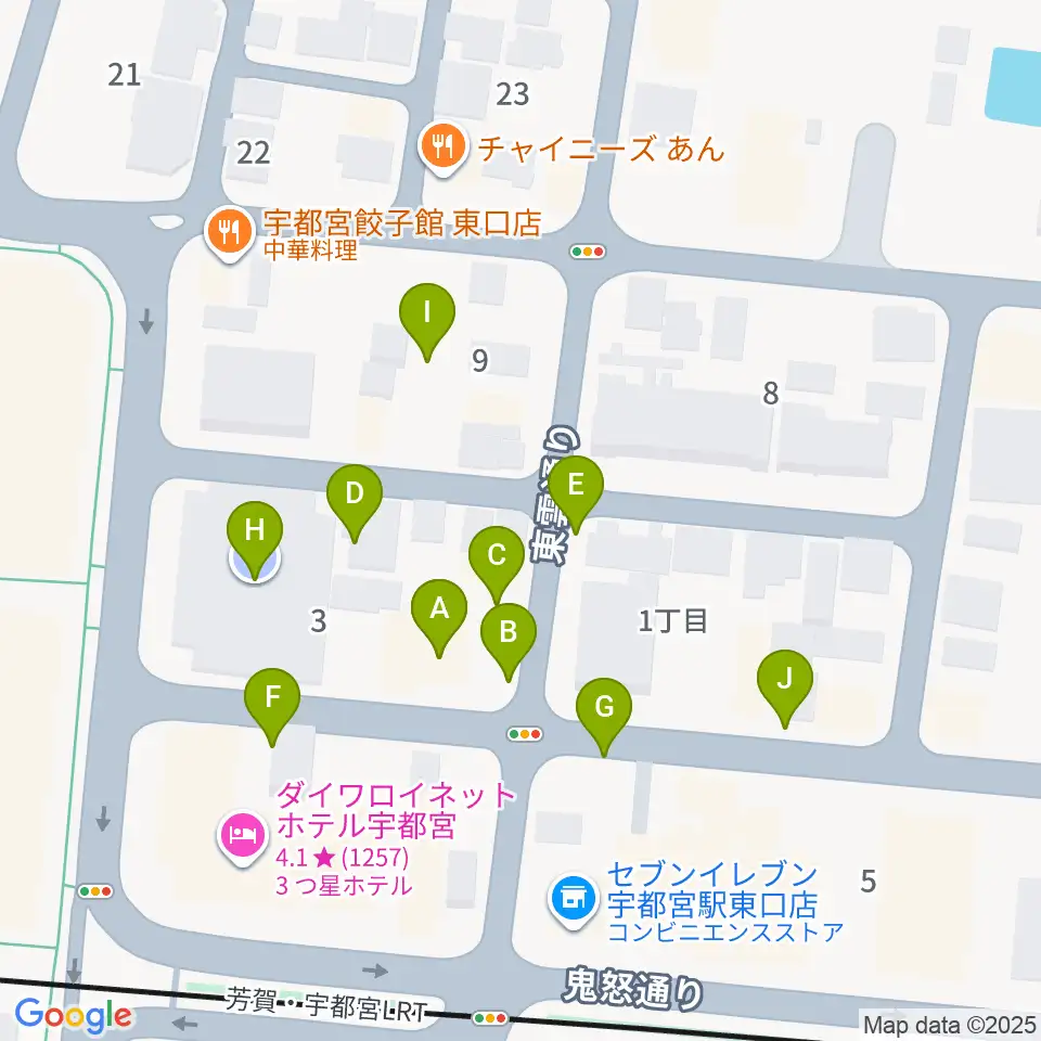 宇都宮インダルスドリーム周辺の駐車場・コインパーキング一覧地図