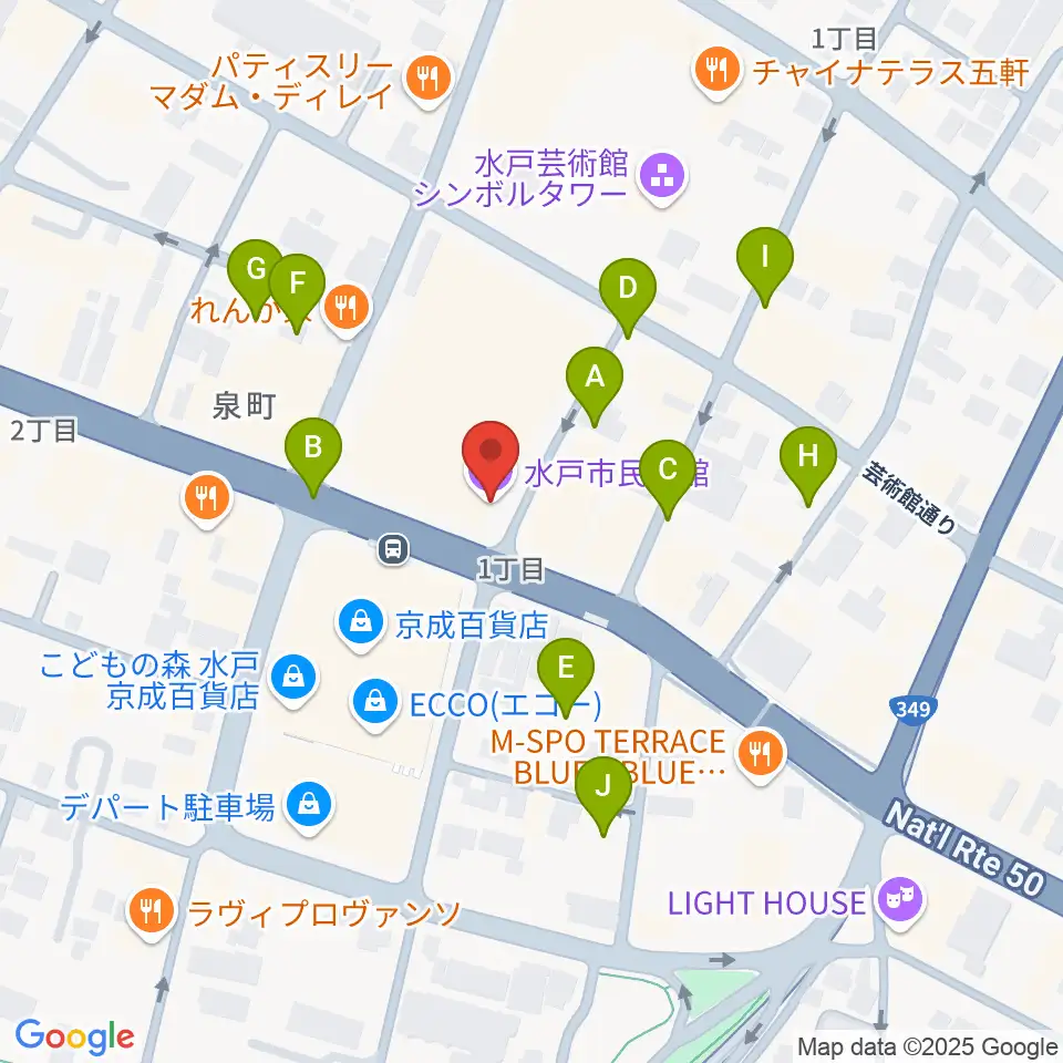 水戸市民会館周辺の駐車場・コインパーキング一覧地図