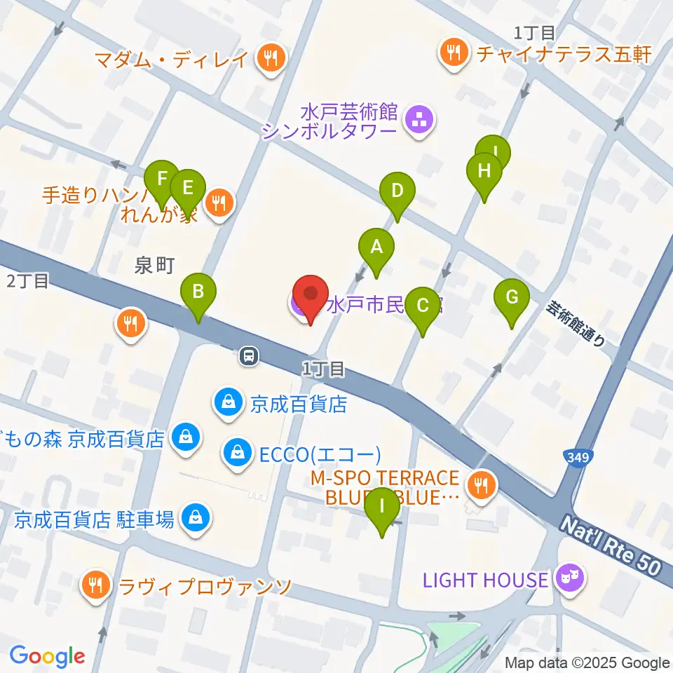 水戸市民会館周辺の駐車場・コインパーキング一覧地図