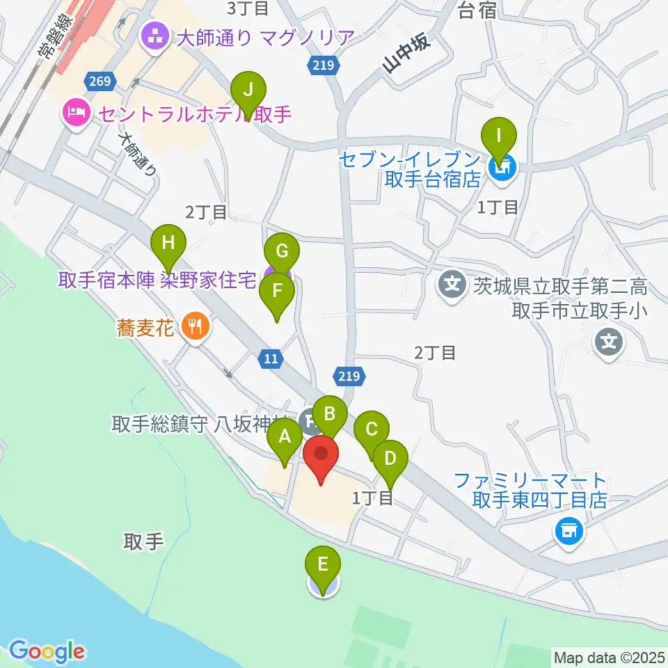 取手市民会館周辺の駐車場・コインパーキング一覧地図
