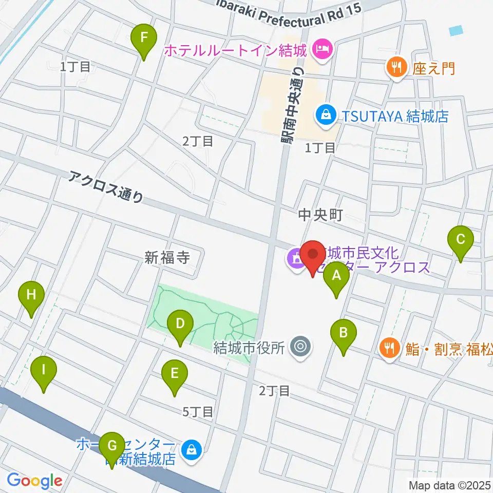 結城市民文化センターアクロス周辺の駐車場・コインパーキング一覧地図
